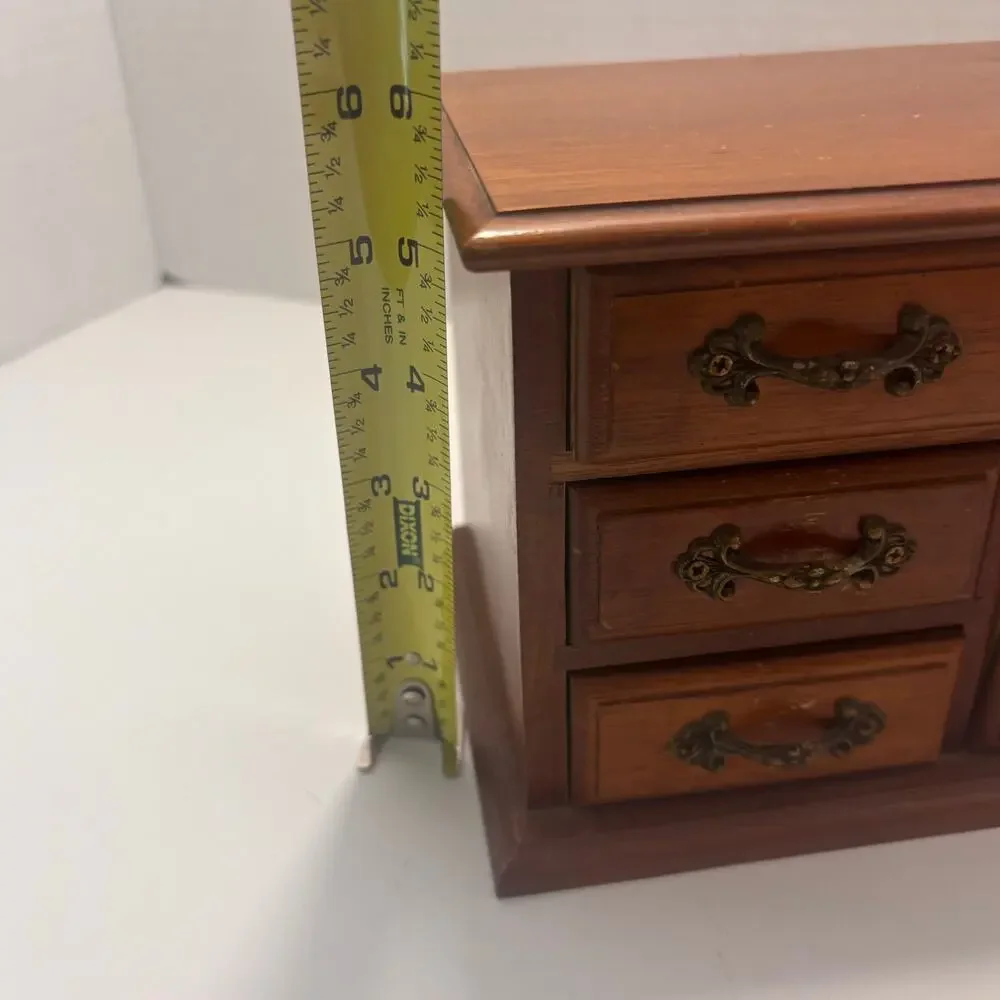Vintage Powell Wooden Jewelry Box Mini Dresser Chest Organiser 4 Drawer Taiwan